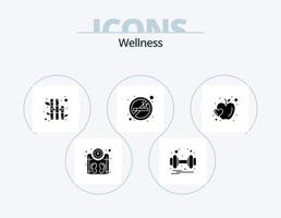 Wellness-Glyphen-Icon-Pack 5 Icon-Design. Herz. Apfel. Bambus. Rauchen. nein vektor