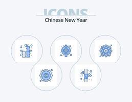 chinesisches neues jahr blaues symbolpaket 5 symboldesign. schöne Blume. dekorativ. Chinesisch. Blume. Laterne vektor