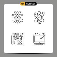 universell ikon symboler grupp av 4 modern fylld linje platt färger av tilldela interiör design medalj vetenskap övervaka redigerbar vektor design element