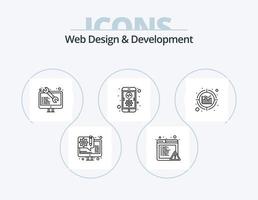 Webdesign und Entwicklungslinie Icon Pack 5 Icon Design. agil. Daten. seo. Analytik. Web Entwicklung vektor