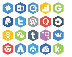 20 Social Media Icon Pack inklusive Messenger Odnoklassniki WordPress-Treiber uber vektor