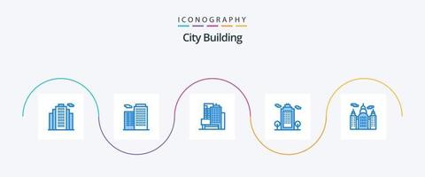 City Building Blue 5 Icon Pack inklusive. Haus. Büro. Kanada. Umgebung vektor