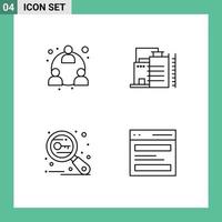 uppsättning av 4 modern ui ikoner symboler tecken för företag nyckelord nätverk fabrik Sök redigerbar vektor design element
