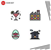 Stock Vector Icon Pack mit 4 Zeilenzeichen und Symbolen für die Glas-Urlaubsgetränkeindustrie nach Hause editierbare Vektordesign-Elemente