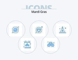 Mardi Gras blau Icon Pack 5 Icon Design. . Stern. Mond. Hut. Schmuck vektor