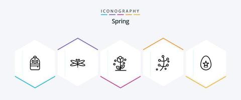 Spring 25 Line Icon Pack inklusive Spring. Blatt. Feder. Wachstum. Natur vektor