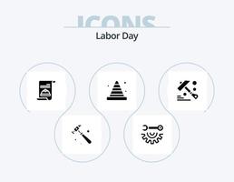 Labor Day Glyph Icon Pack 5 Icon Design. Konstruktion . blocker . Reparatur. Hut vektor