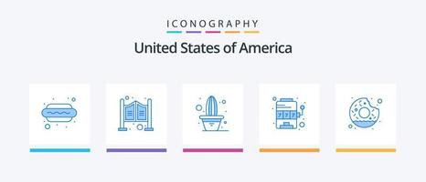 USA blå 5 ikon packa Inklusive runda. spel. kaktus. spår. kasino. kreativ ikoner design vektor