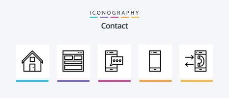 Kontaktleitung 5 Icon Pack inklusive Konversation. Kontakt. abgehend. Kommunikation. Stift. kreatives Symboldesign vektor