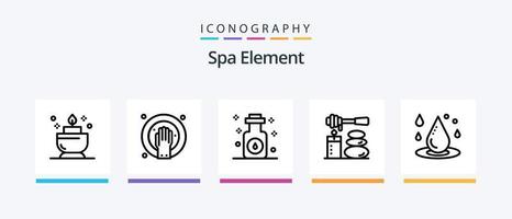 Spa Element Line 5 Icon Pack inklusive Schönheit. Öl. Zitrone. Massage. Spa. kreatives Symboldesign vektor