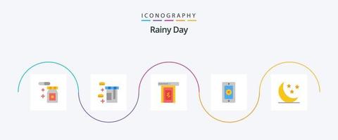 regnerisches flaches 5-Icon-Paket einschließlich . Wetter. Tür. Wolke. regnerisch vektor