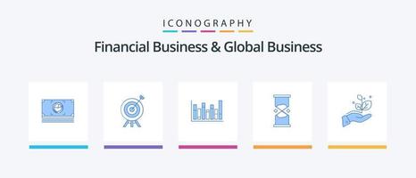 Finanzgeschäft und globales Business Blue 5 Icon Pack inklusive Sand. Timer. Graph. Zeit. kreatives Ikonendesign vektor