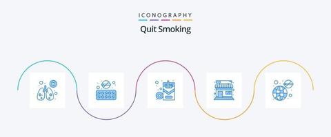 sluta rökning blå 5 ikon packa Inklusive cigarett. cigarett Lagra. rök. affär. rökning vektor