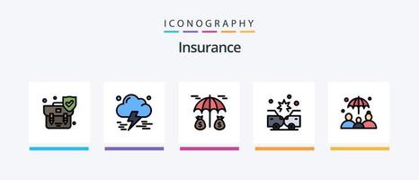 försäkring linje fylld 5 ikon packa Inklusive . skydd. skydd. försäkring. säkerhet. kreativ ikoner design vektor