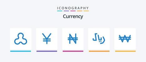 Währung blau 5 Icon Pack inklusive . Nigeria. Geld. gewonnen. kreatives Symboldesign vektor