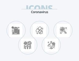 Coronavirus-Linien-Icon-Pack 5-Icon-Design. Übertragung. Infektion. Anatomie. Scan. finden vektor