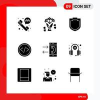 9 kreativ ikoner modern tecken och symboler av konversation kommunikation skydda ring upp programmering redigerbar vektor design element