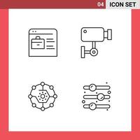 4 användare gränssnitt linje packa av modern tecken och symboler av väska datoranvändning uppkopplad portfölj säkerhet anslutning redigerbar vektor design element