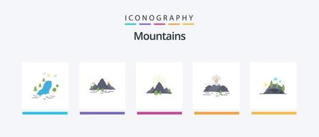 Berge Flat 5 Icon Pack inklusive Landschaft. Natur. Berg. Feuerwerk. Natur. kreatives Symboldesign vektor