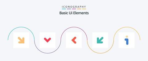 Basic UI Elements Flat 5 Icon Pack inklusive Informationen. ich. der Rücken. links. vektor