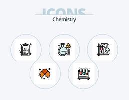 Chemielinie gefüllt Icon Pack 5 Icon Design. Dekoration. China. Bambus. Jahr. Neu vektor