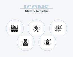 Islam und Ramadan Glyphen-Icon-Pack 5 Icon-Design. Wetter. erhebt euch. Gebetszeit. Muslim. Dekoration vektor