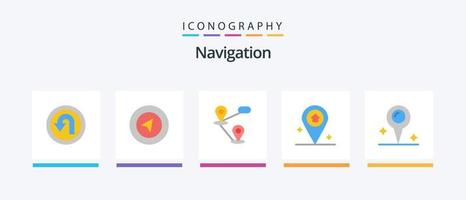 navigering platt 5 ikon packa Inklusive . markör. plats. plats. hus. kreativ ikoner design vektor