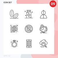 satz von 9 modernen ui-symbolen symbolzeichen für vermeiden tour avatar seo dieb editierbare vektordesignelemente vektor