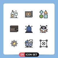 Stock Vector Icon Pack mit 9 Zeilenzeichen und Symbolen für Wintermütze geometrisches Herbstgeld editierbare Vektordesign-Elemente