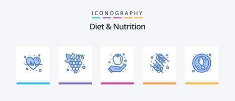 diet och näring blå 5 ikon packa Inklusive mat. Nej kött. frukt. ris. mat. kreativ ikoner design vektor