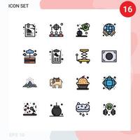uppsättning av 16 modern ui ikoner symboler tecken för databas värld förvaltning klot jordbruk redigerbar kreativ vektor design element