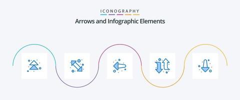 Pfeil blau 5 Icon Pack inklusive voll. Pfeil. aufrecht. rechts. Pfeil vektor