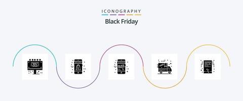 Black Friday Glyph 5 Icon Pack inklusive Rechnung. Rechnung. online. Lieferung. schwarzer Freitag vektor