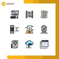 mobil gränssnitt fylld linje platt Färg uppsättning av 9 piktogram av e-post data barn kolumn pris redigerbar vektor design element