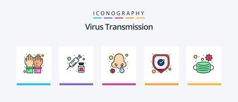 Virusübertragungsleitung gefüllt 5 Icon Pack einschließlich Coronavirus. Naseninfektion. husten. nasale Infektion. kalt. kreatives Symboldesign vektor