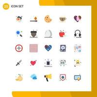 piktogrammsatz von 25 einfachen flachen farben von herzen emotion wurst emojis ostern editierbare vektordesignelemente vektor