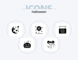 halloween glyf ikon packa 5 ikon design. styrelse. halloween. skrämmande. godis. himmel vektor