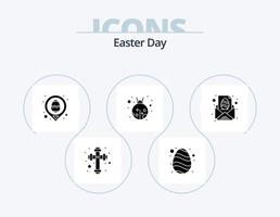 påsk glyf ikon packa 5 ikon design. meddelande. ägg. ägg. påsk. lady insekt vektor