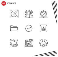 Stock Vector Icon Pack mit 9 Zeilen Zeichen und Symbolen für Chat-Daten Krankheit offene Medizin editierbare Vektordesign-Elemente