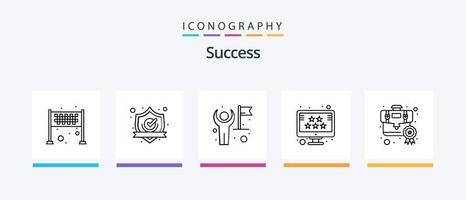 Success Line 5 Icon Pack inklusive Belohnung. Gold. überprüft. Unternehmen. Handy, Mobiltelefon. kreatives Symboldesign vektor