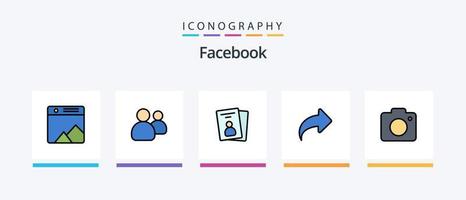 Facebook linje fylld 5 ikon packa Inklusive bild. gnista. väska. brand plats. brand. kreativ ikoner design vektor
