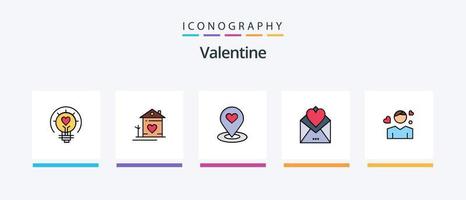 Valentinslinie gefüllt 5 Icon Pack inklusive Liebe. Valentinsgrüße. Liebe. Valentinstag. Liebe. kreatives Symboldesign vektor