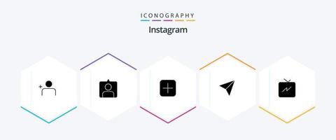 Instagram 25 Glyphen-Icon-Pack inklusive . Aktualisierung. setzt. Energie. Teilen vektor