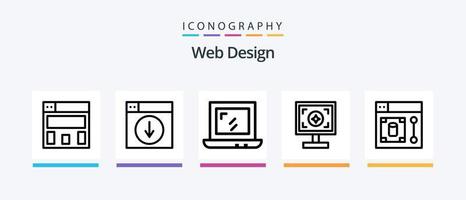 Webdesign Linie 5 Icon Pack inklusive Design. Anwendung. Design. Nieder. Design. kreatives Symboldesign vektor