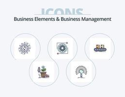 Business-Elemente und Business-Management-Linie gefüllt Icon Pack 5 Icon-Design. Datenbank. Kombination. Zeitplan. Seite. Datei vektor