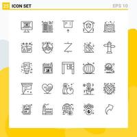 uppsättning av 25 modern ui ikoner symboler tecken för marknadsföring koda kreditera kort Ansökan hus redigerbar vektor design element