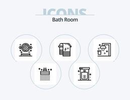 bad rum linje ikon packa 5 ikon design. tofflor. rengöring. bad. badrum. dusch vektor