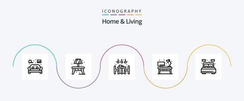 Hem och levande linje 5 ikon packa Inklusive levande. skrivbord. Hem. kontor. Hem vektor