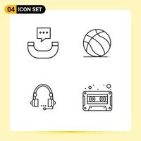 4 thematische Vektor-Fülllinien-Flachfarben und bearbeitbare Symbole der Nachrichtenkommunikation Fußball-USA-Headset bearbeitbare Vektordesign-Elemente vektor