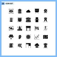 Mobile Schnittstelle solider Glyphensatz von 25 Piktogrammen von unabhängigen Präsentationsdaten Leistungsdiagramm editierbaren Vektordesign-Elementen vektor